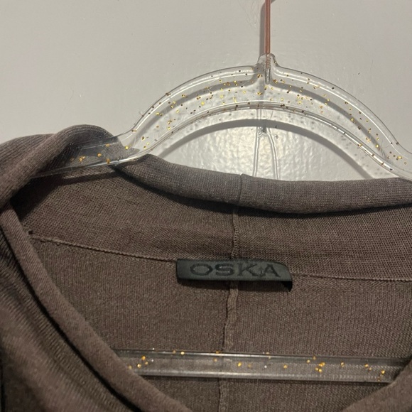 OSKA Stone draped silk wool cowl neck lagenlook Sweater Size 6/8 $409 - Picture 2 of 4